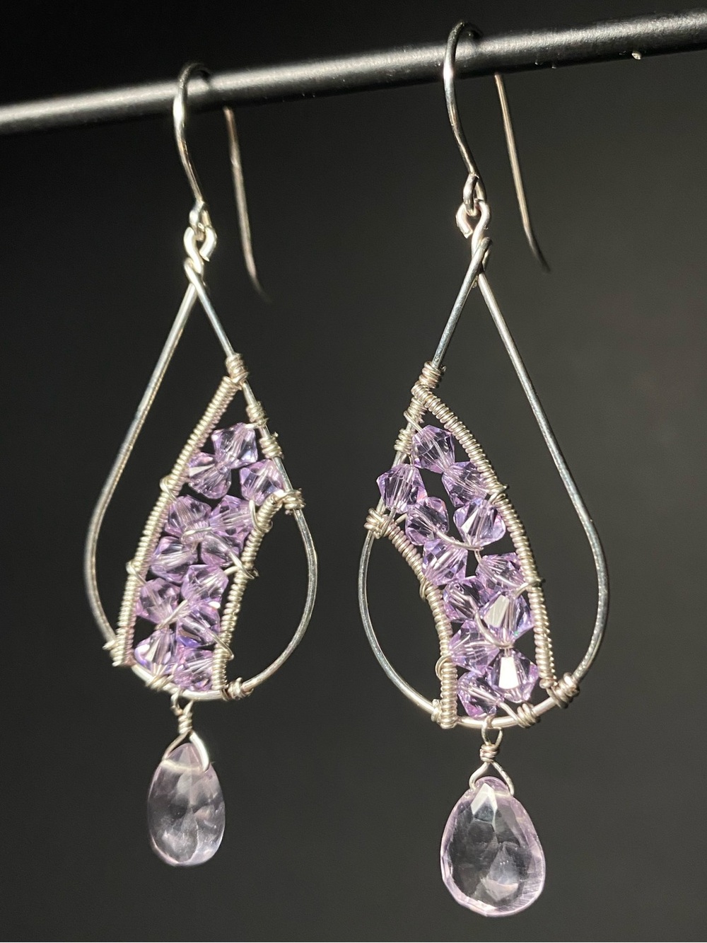 Amethyst & Swarovski Crystal Sterling Silver Earrings